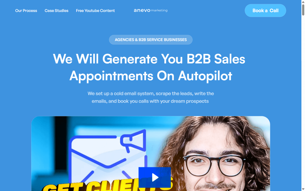 Anevo Marketing B2B appointment setting homepage