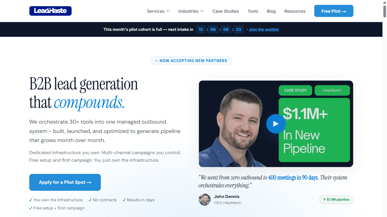 LeadHaste B2B lead generation homepage